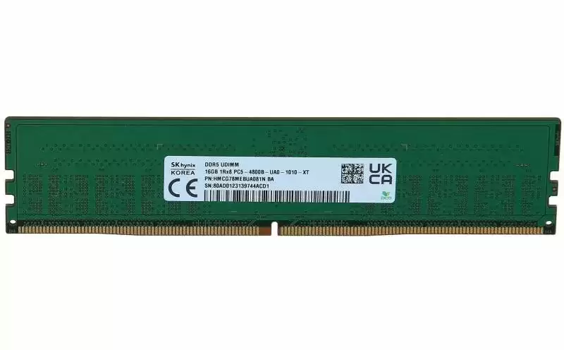 Hynix HMCG78MEBUA081N 16GB 4800MHz DDR5 PC5-38400 Non-ECC CL40 288-Pin DIMM 1.1V Single Rank x16 Memory Module