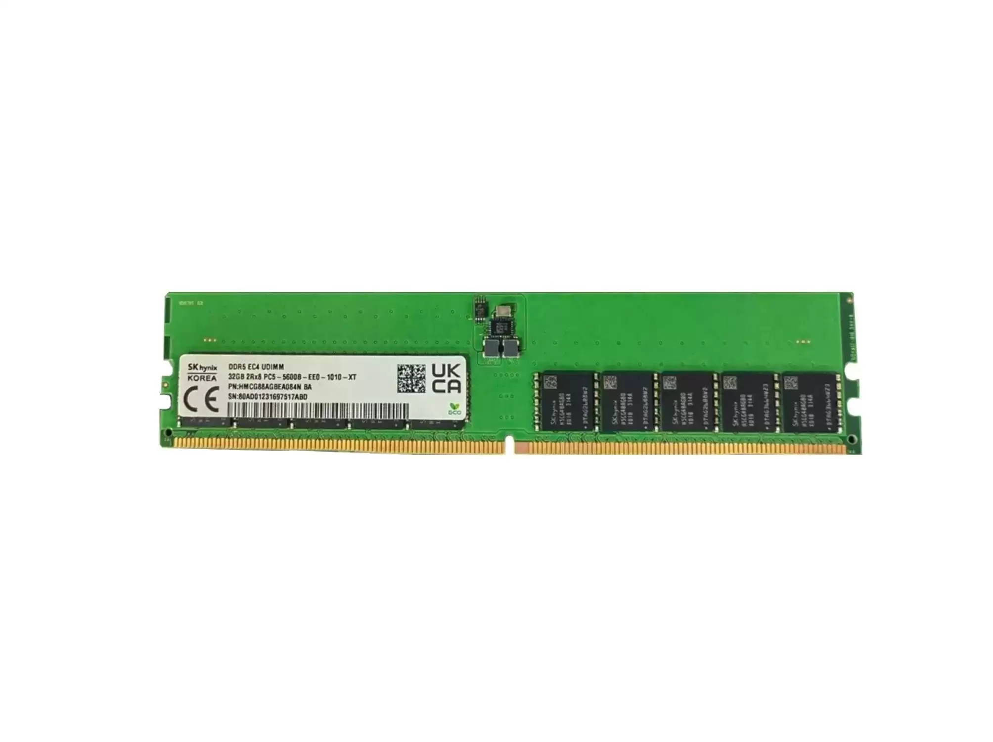 Hynix HMCG88AGBEA084N 32GB 5600MHz DDR5 PC5-44800 ECC Unbuffered CL46 288-Pin DIMM 1.1V Dual Rank x8 Memory Module