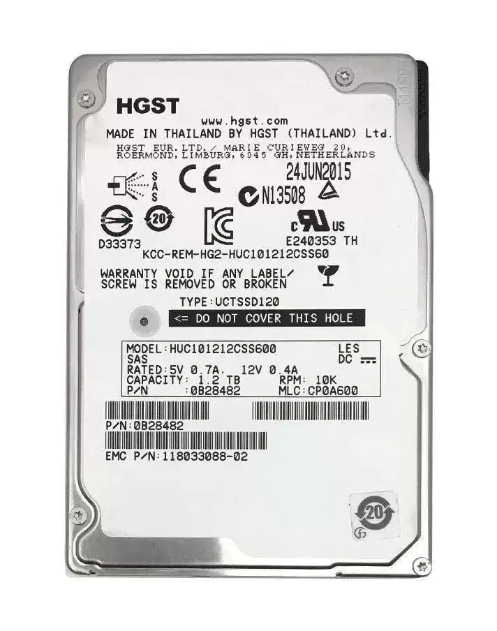 HGST HUC101212CSS600 Ultrastar C10K1200 1.2TB SAS 6Gb/s 10000RPM 64MB Cache 2.5-inch Internal Hard Drive