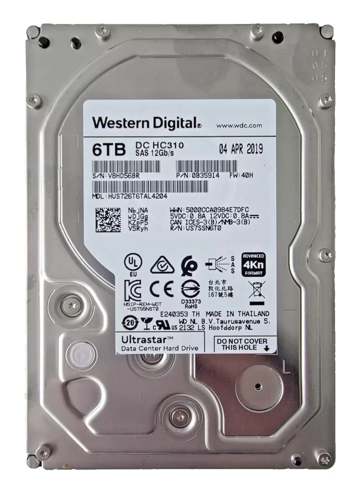 HGST HUS726T6TAL4204 Ultrastar DC HC310 6TB SAS 12Gb/s 7200RPM 256MB Cache (4Kn/ISE) 3.5-inch Internal Hard Drive
