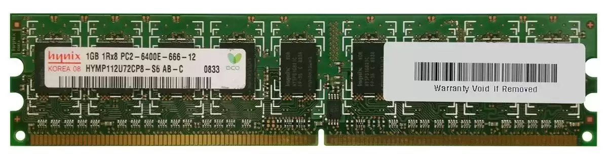 Hynix HYMP112U72CP8-S6 1GB 800Mhz DDR2 PC2-6400 ECC Unbuffered CL6 240-Pin DIMM 1.8V Single Rank Memory Module