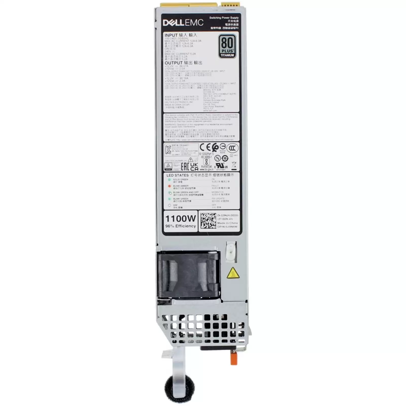 Dell J9N6W 1100-Watts 80 Plus Titanium Redundant Hot Swap AC Power Supply for PowerEdge R650 R6525