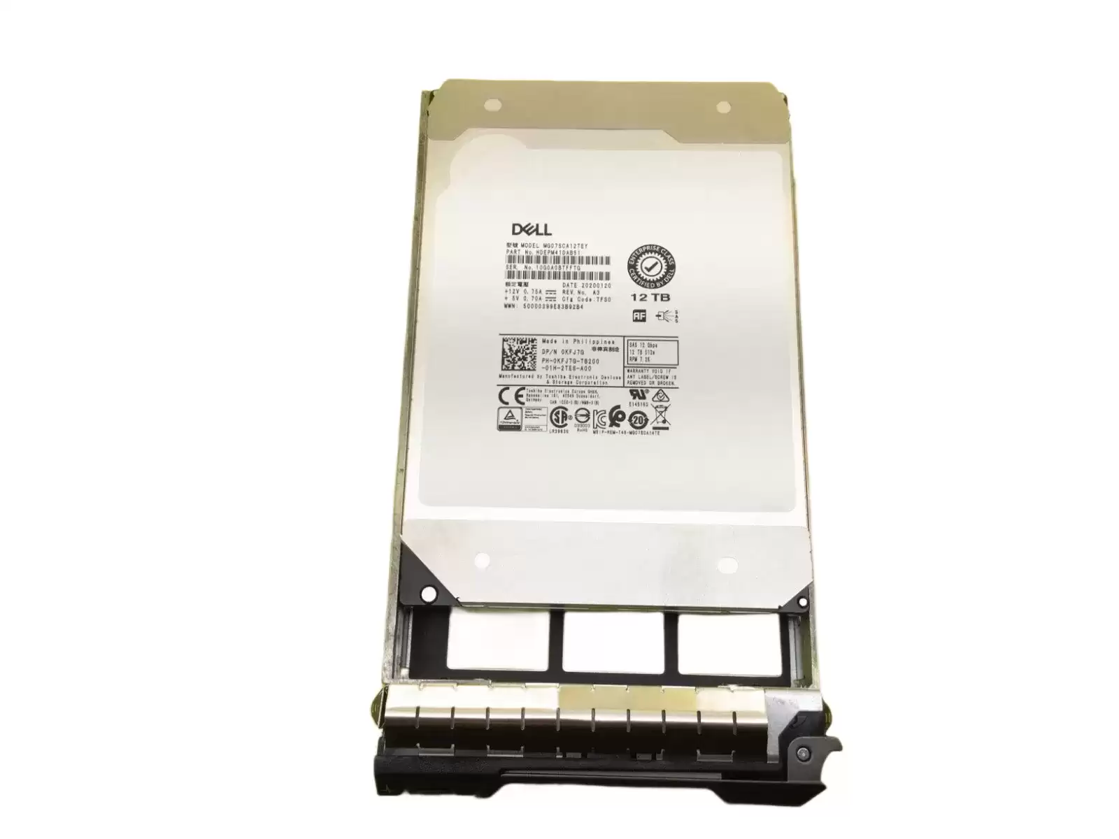 Dell KFJ7G 12TB SAS 12Gb/s Nearline Hot Swap 7200RPM 256MB Cache (512e) 3.5-inch Internal Hard Drive with Tray for PowerEdge G14
