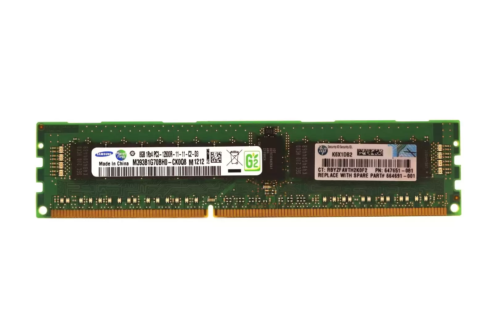 Samsung M393B1G70BH0-CK0Q8 8GB 1600MHz DDR3 PC3?12800 ECC Registered DIMM CL11 240?Pin 1.5V Single Rank x4 Memory Module