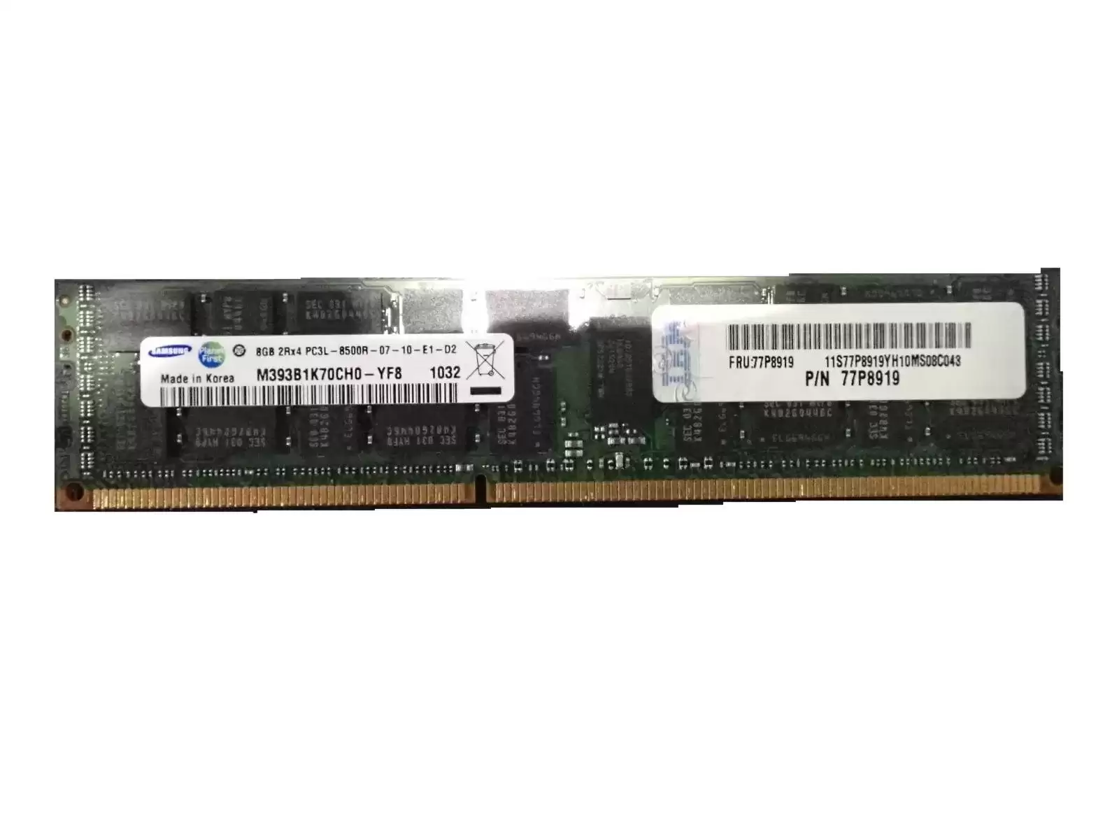 Samsung M393B1K70CH0-YF8 8GB 1066MHz DDR3 PC3?8500 ECC Registered DIMM CL7 240?Pin 1.5V Dual Rank x4 Memory Module