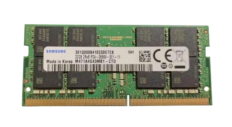 Samsung M474A4G43MB1-CTD 32GB 2666MHz DDR4 PC4-21300 CL19 SODIMM 1.2V Dual Rank Memory Module