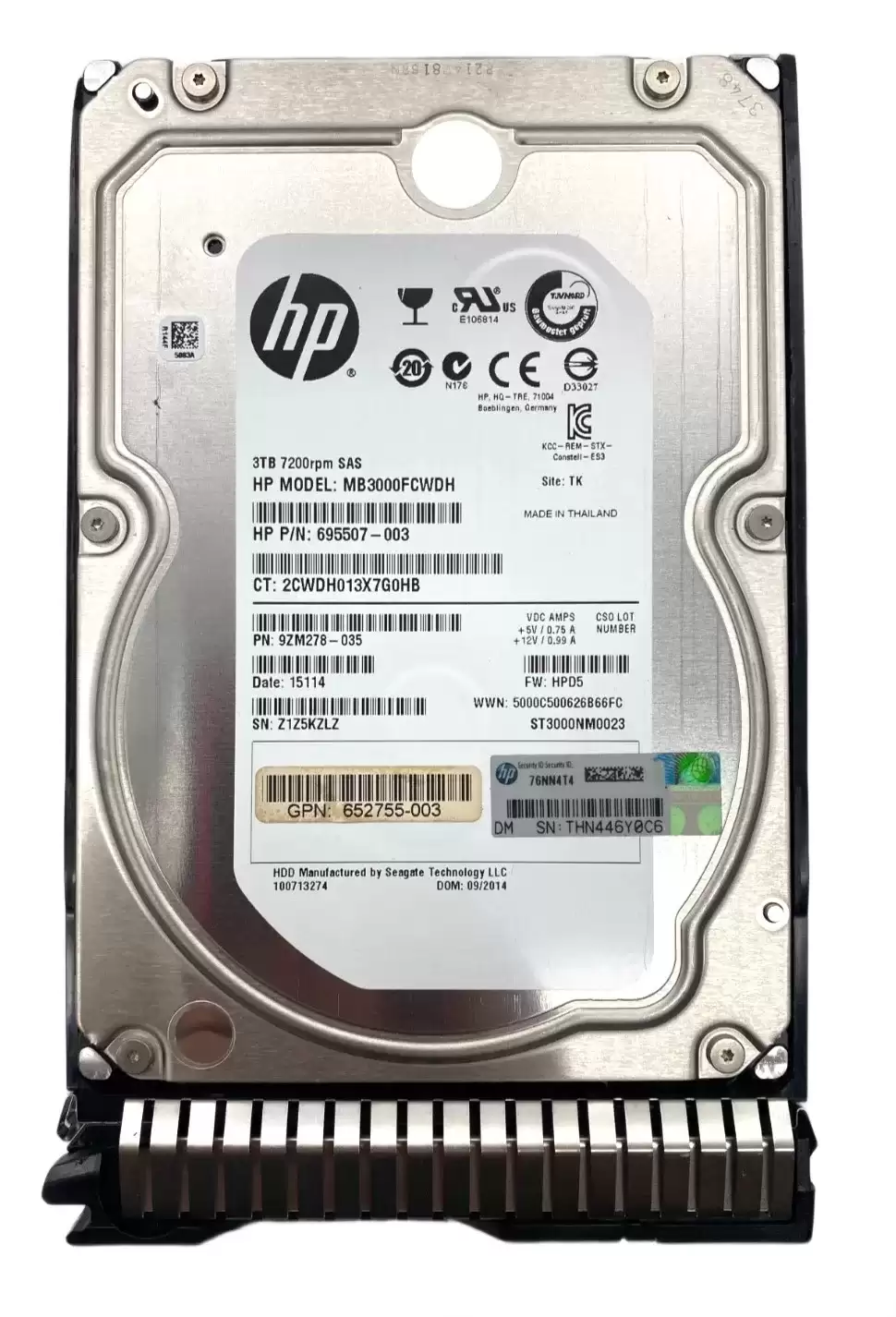 HPE MB3000FCWDH 3TB SAS 6Gb/s Dual Port Midline Hot Swap 7200RPM 3.5-inch Internal Hard Drive