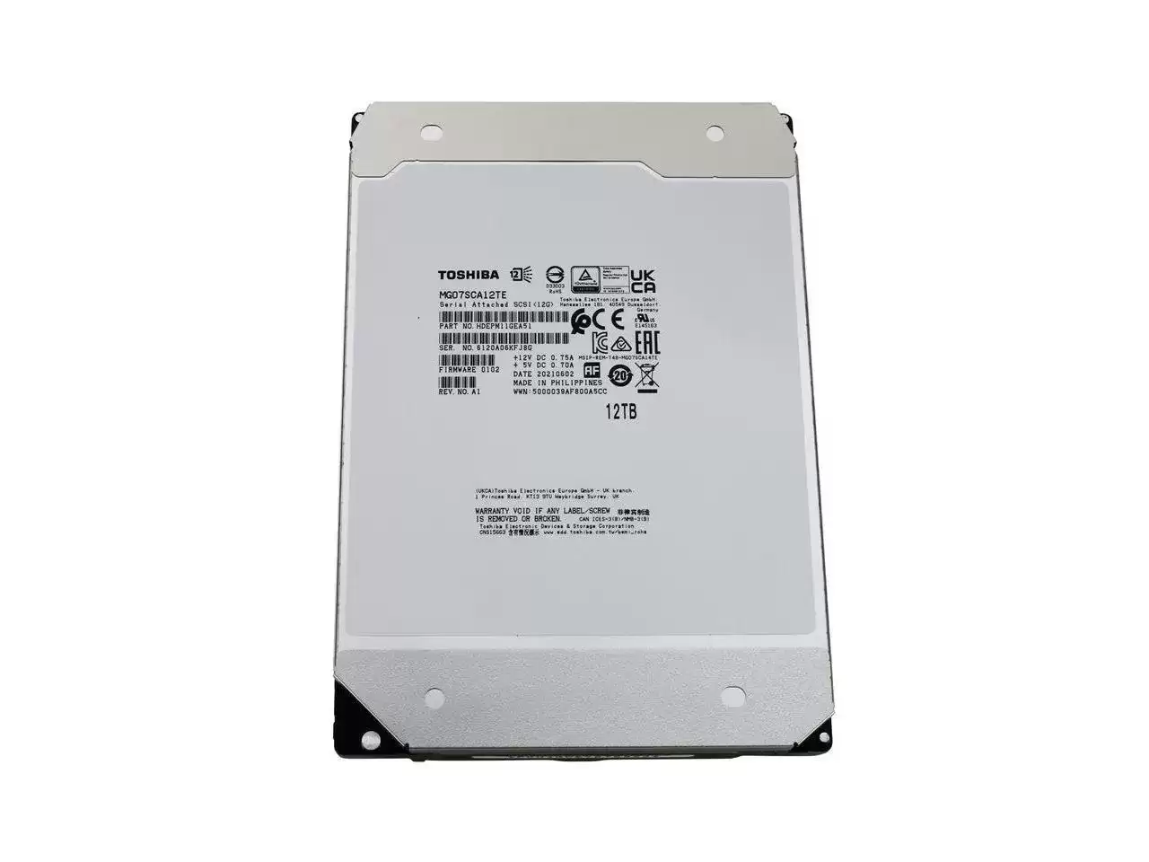 Toshiba MG07SCA12TE MG07 Enterprise Capacity Series 12TB SAS 12Gb/s 7200RPM 256MB Cache (512e) 3.5-inch Internal Hard Drive