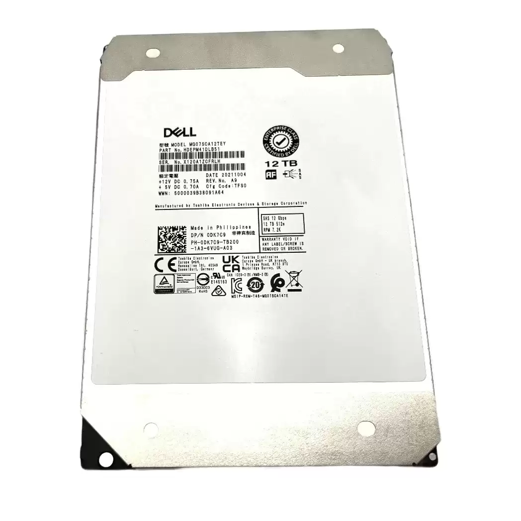 Toshiba MG07SCA12TEY MG07SCA Series 12TB SAS 12Gb/s Nearline Business Critical 7200RPM 256MB Cache (512e/SIE/PLP) 3.5-inch Internal Hard Drive