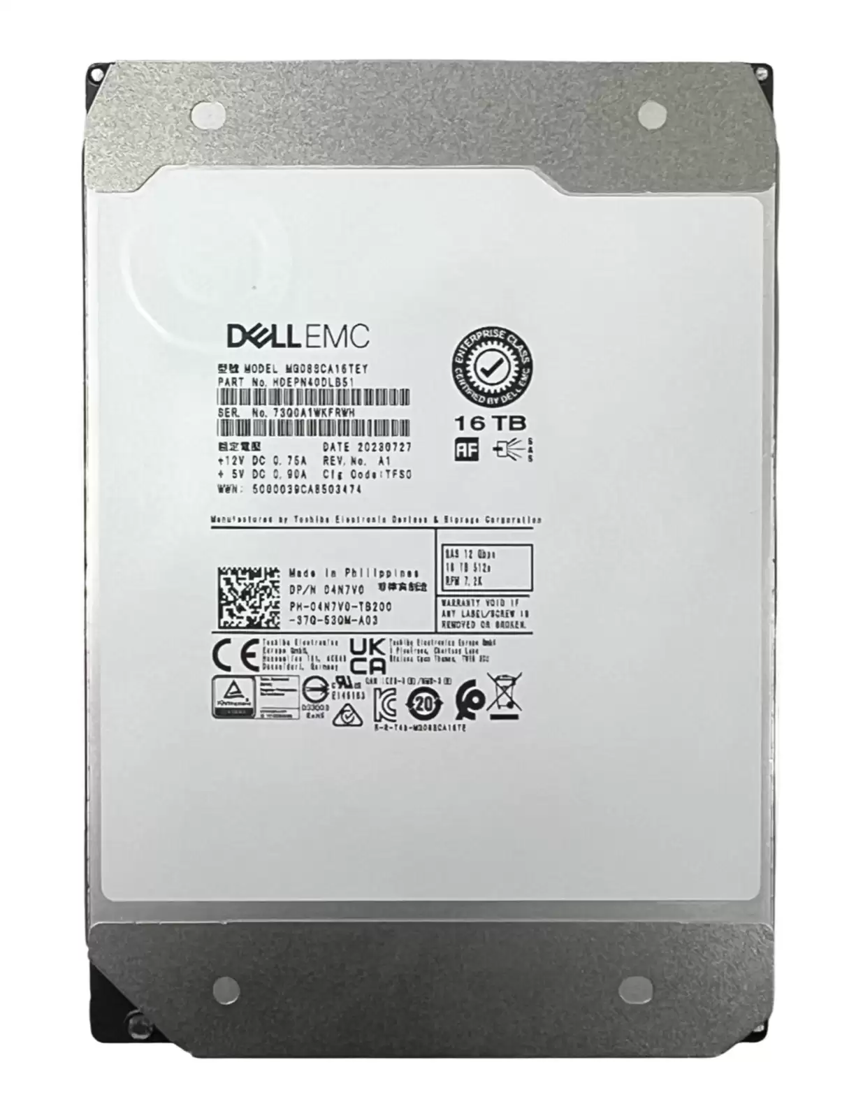 Toshiba MG08SCA16TEY MG08 Series 16TB SAS 12Gb/s 7200RPM 512MB Cache (ISE/512e) 3.5-inch Internal Hard Drive