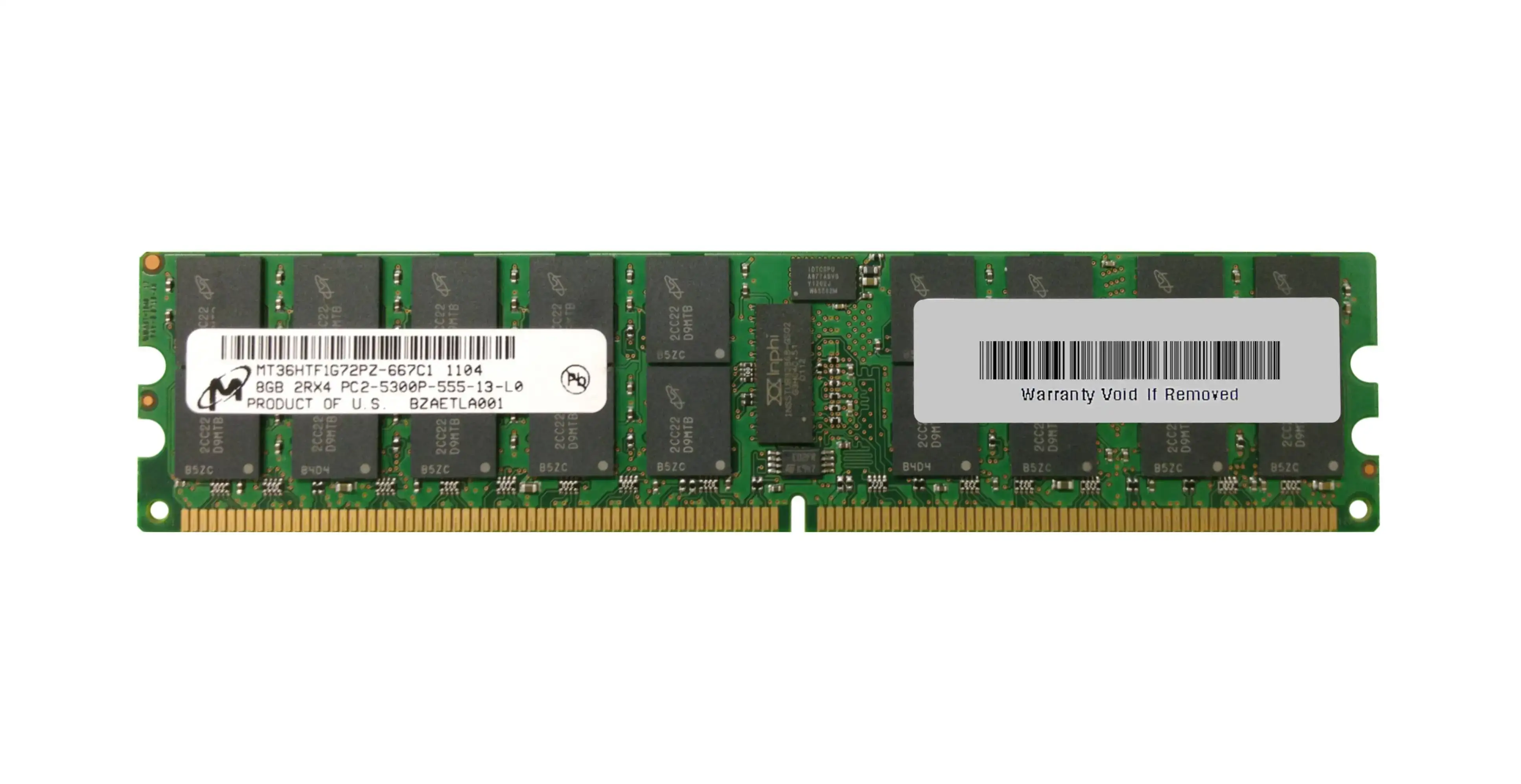 Micron MT36HTF1G72PZ-667C1 8GB 667MHz DDR2 PC2-5300 CL5 DIMM 1.8V Single Rank Memory Module