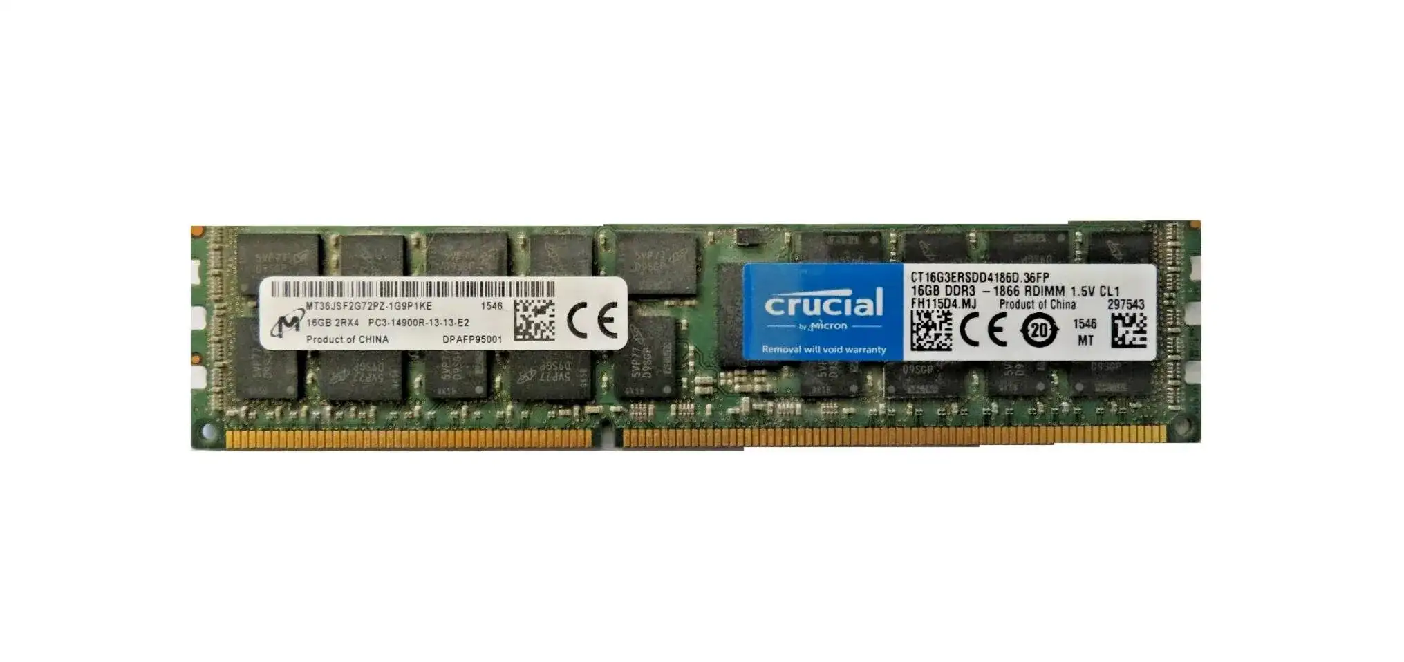 Micron MT36JSF2G72PZ-1G9P1 16GB 1866MHz DDR3 PC3-14900 CL13 DIMM 1.5V Dual Rank Memory Module