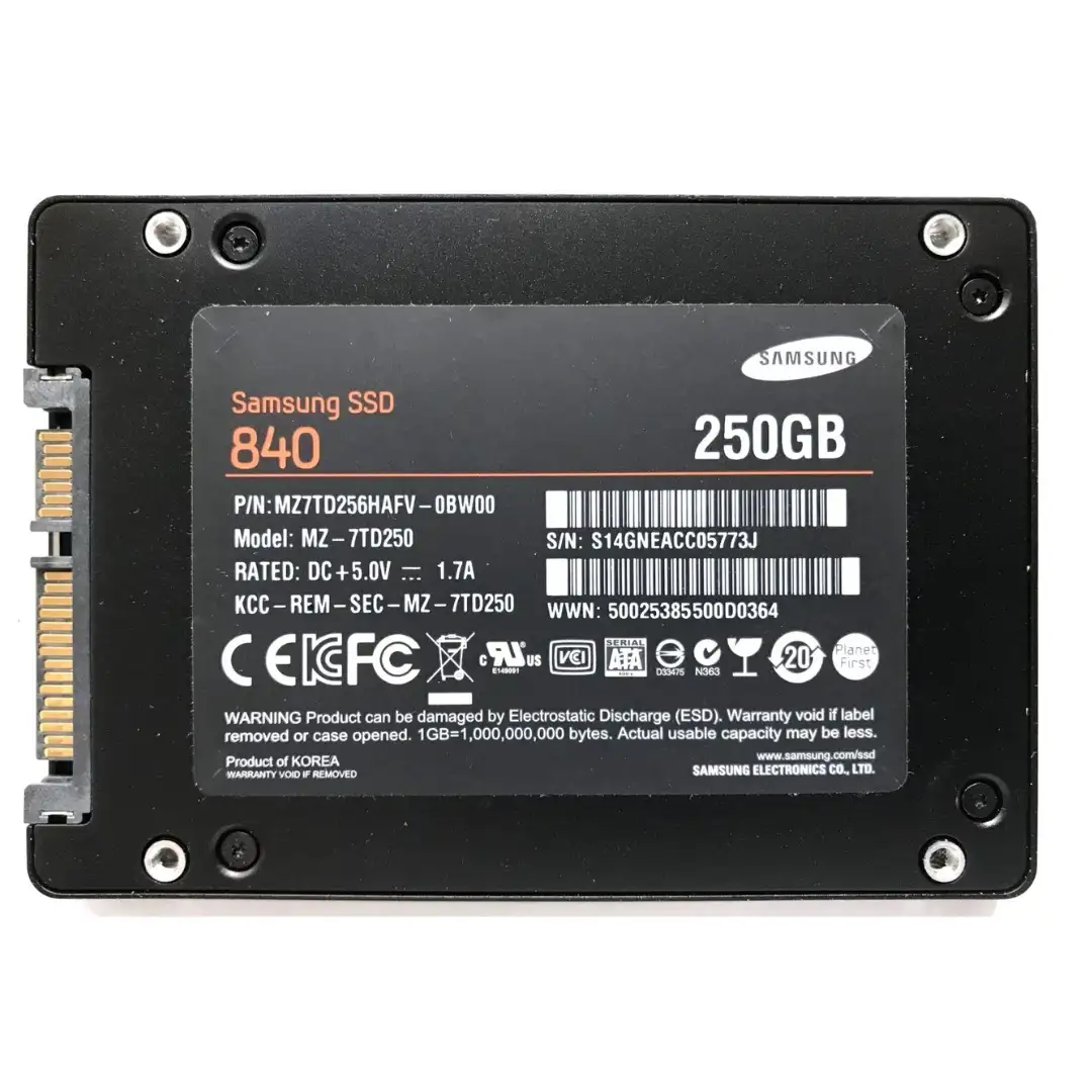 Samsung MZ7TD256HAFV-0BW00 840 250GB SATA 6Gb/s 2D NAND TLC AES-256 2.5-inch Solid State Drive