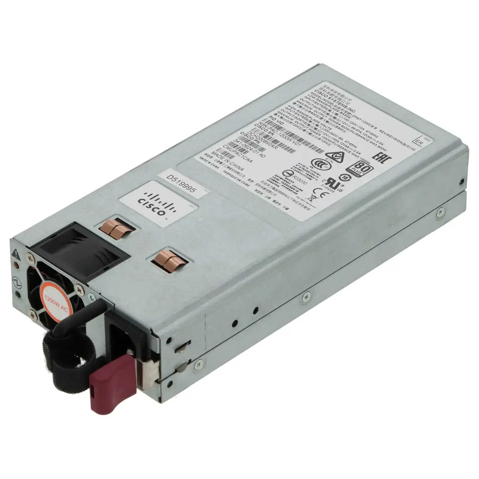 Cisco N9K-PAC-1200W-B CiSCo 1200-Watts 80 Plus Platinum AC Power Supply for Nexus 9300