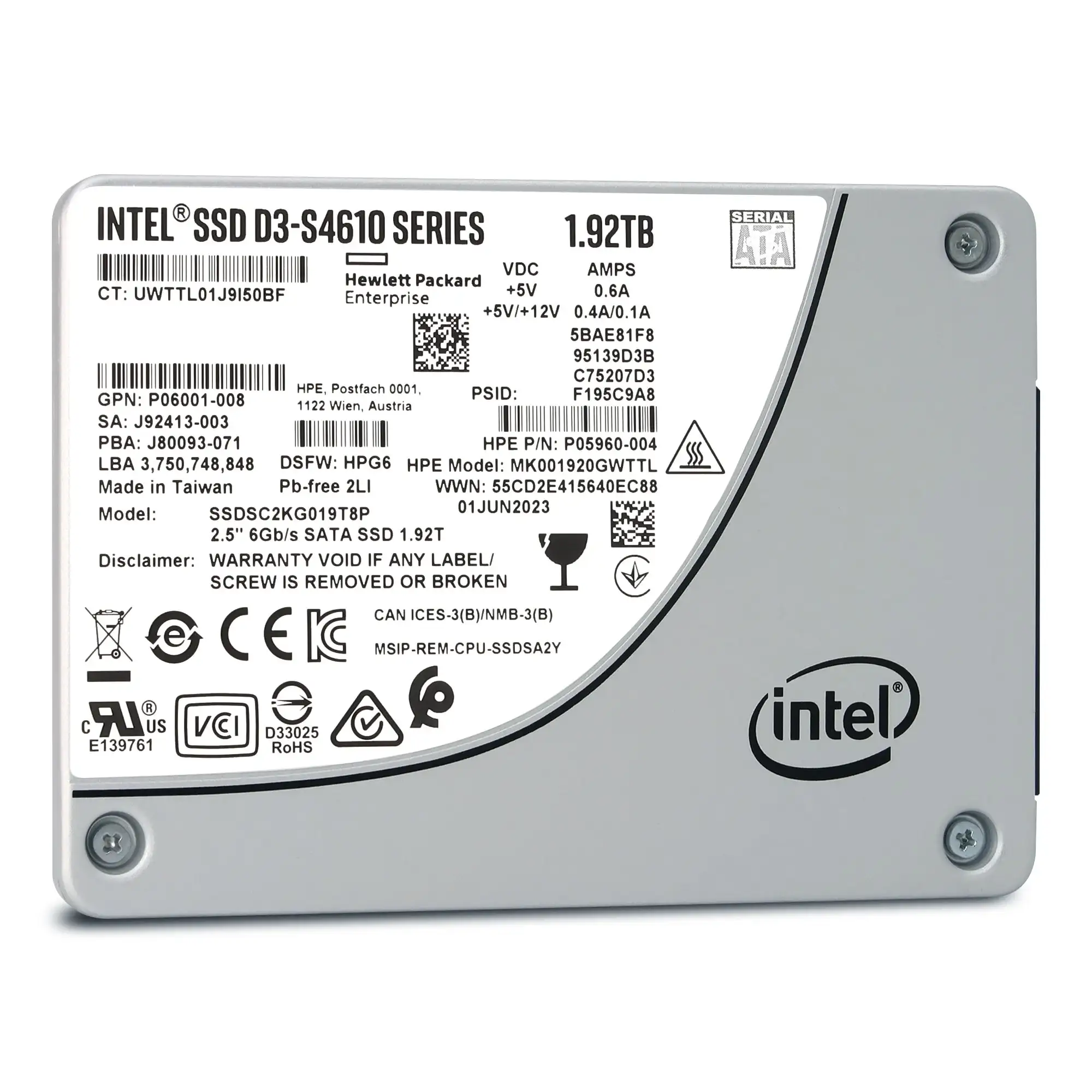HPE P05960-004 1.92TB SATA 6Gb/s Hot Swap Mixed Use 2.5-inch Solid State Drive For ProLiant Servers