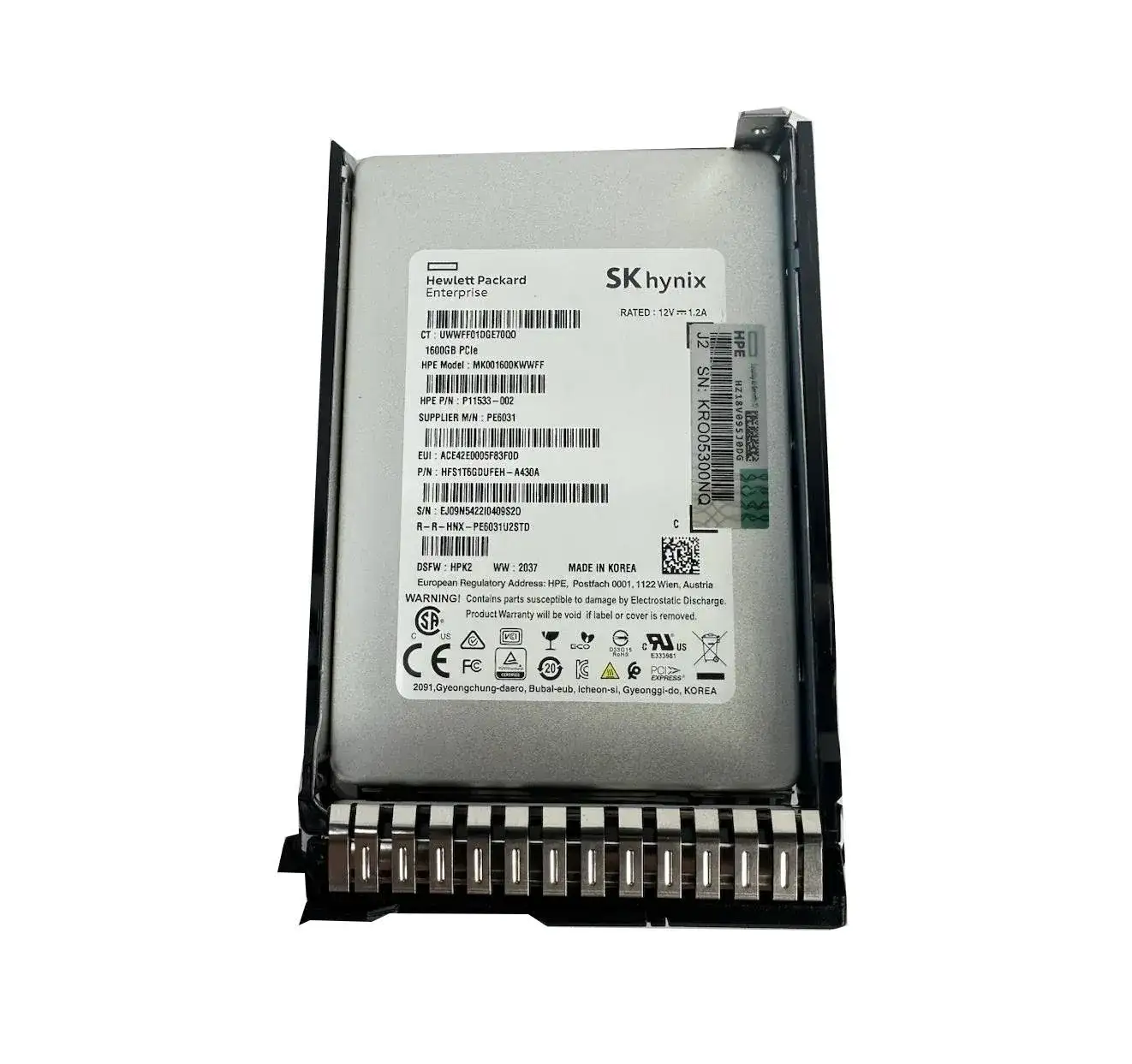 HPE P11533-002 1.6TB PCI-Express 3.1 Hot Swap Digitally Signed U.2 Solid State Drive