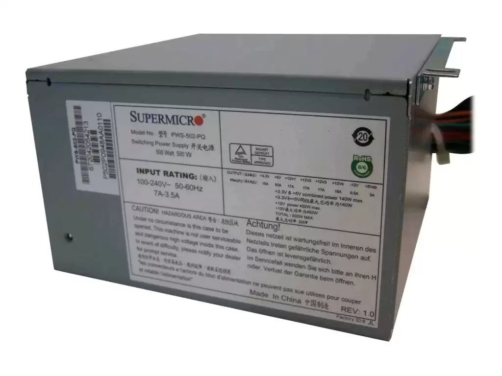 SuperMicro PWS-502-PQ 500-Watts 80 Plus Bronze ATX Multi Output Power Supply with Active PFC