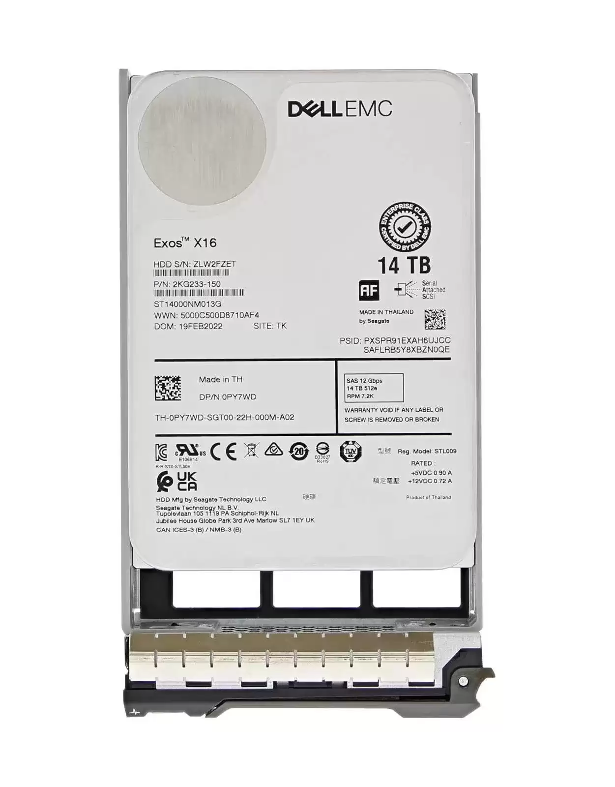 Dell PY7WD 14TB SAS 12Gb/s Hot Swap 7200RPM (512e) 3.5-inch Internal Hard Drive with Tray for PowerEdge G14