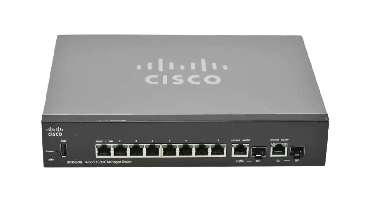 Cisco SF352-08-K9 350 Series 8-Ports 1GbE RJ-45 Layer 3 Rack Mount Managed Smart Switch