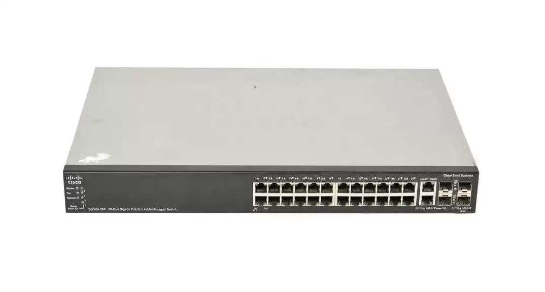Cisco SG500-28P-K9-NA 500 Series 24-Ports 1GbE PoE+ Layer 3 Rack Mount Managed Stackable Switch