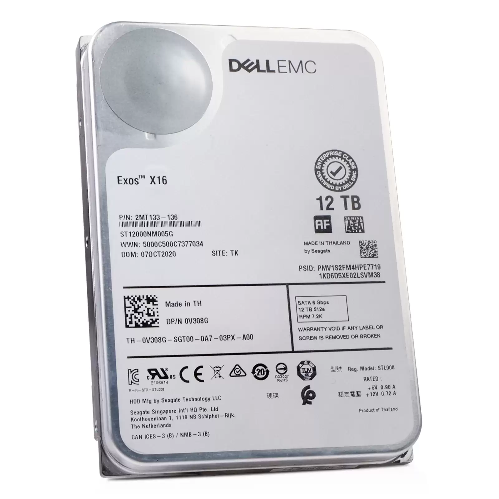 Seagate ST12000NM005G Exos X16 12TB SATA 6Gb/s 7200RPM 256MB Cache (SED/512e) 3.5-inch Internal Hard Drive