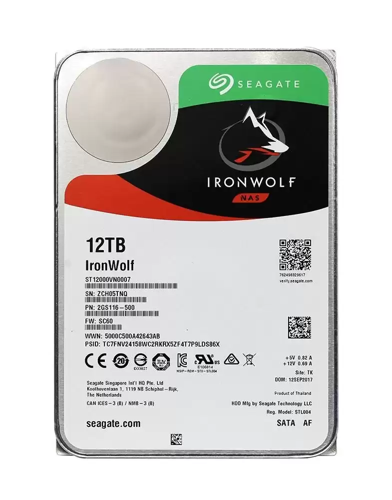 Seagate ST12000VN0007 IronWolf NAS 12TB SATA 6Gb/s 7200RPM 256MB Cache 3.5-inch Internal Hard Drive