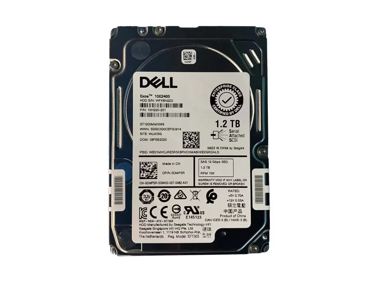 Seagate ST1200MM0069 Exos 10E2400 1.2TB SAS 12Gb/s 10000RPM 128MB Cache (SED/FIPS 1410-2/512n) 2.5-inch Internal Hard Drive