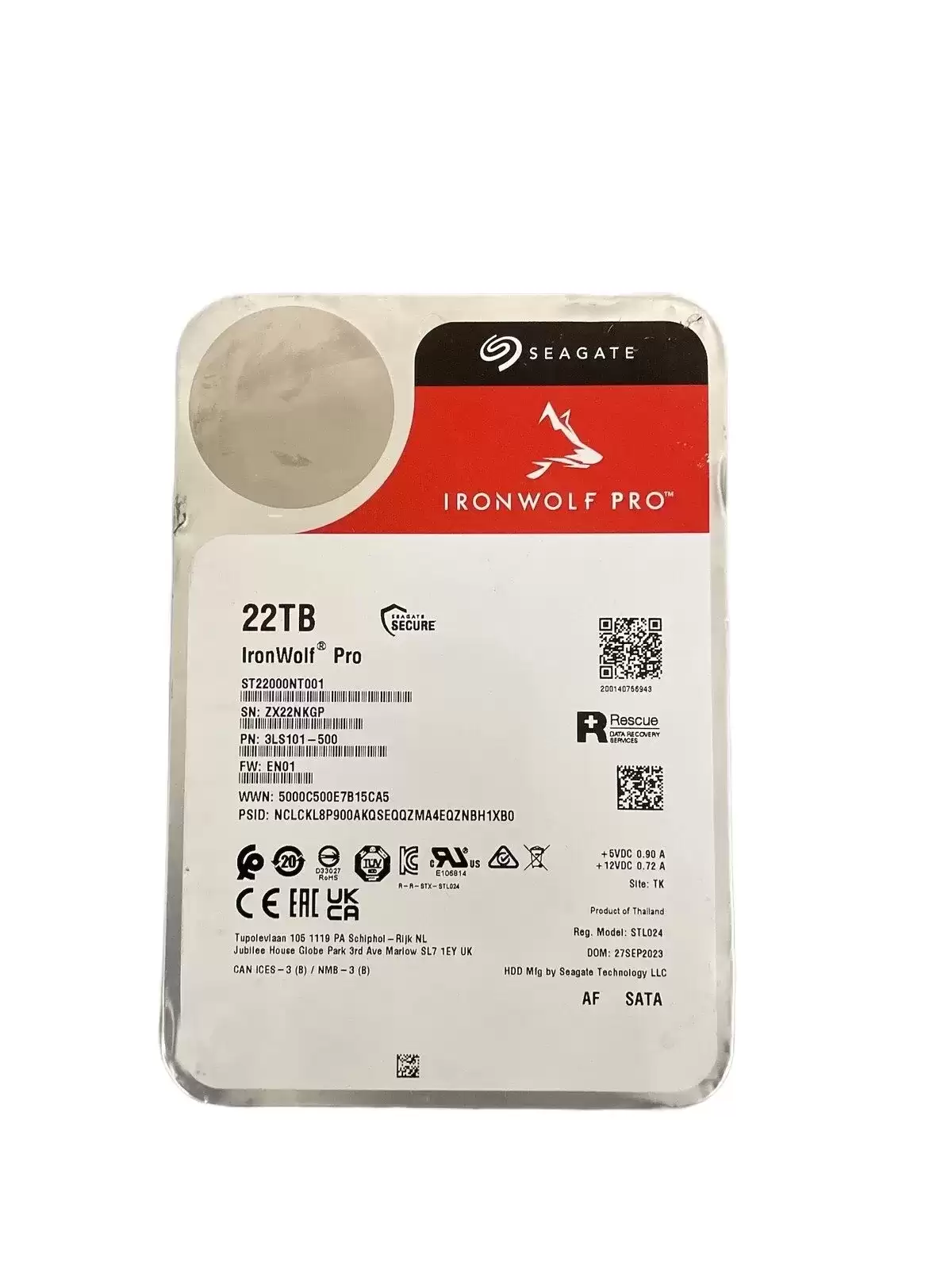 Seagate ST22000NT001 IronWolf Pro NAS 22TB SATA 6Gb/s 7200RPM 512MB Cache (512e) 3.5-inch Internal Hard Drive