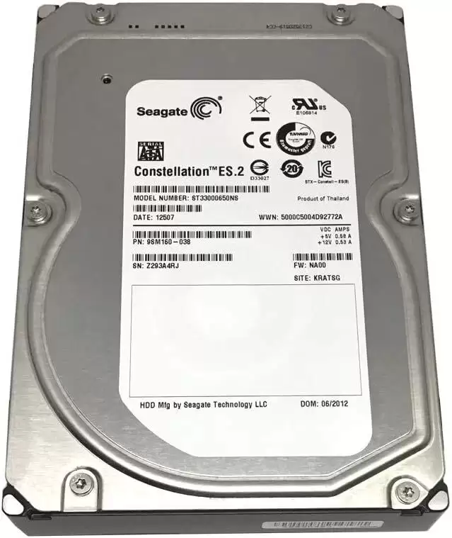 Seagate ST33000650NS Constellation ES.2 3TB SATA 6Gb/s 7200RPM 64MB Cache 3.5-inch Internal Hard Drive