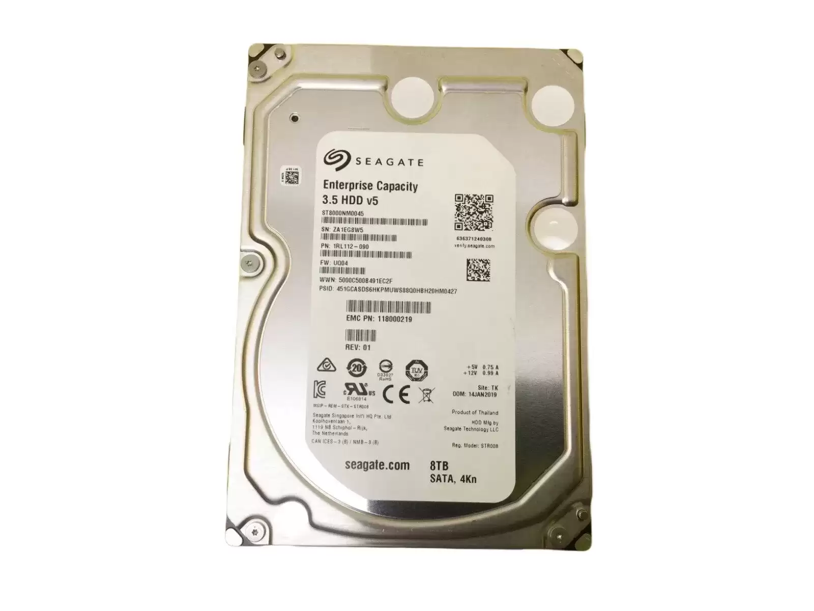 Seagate ST8000NM0045 Exos 7E8 8TB SATA 6Gb/s 7200RPM 256MB Cache (4Kn) 3.5-inch Internal Hard Drive
