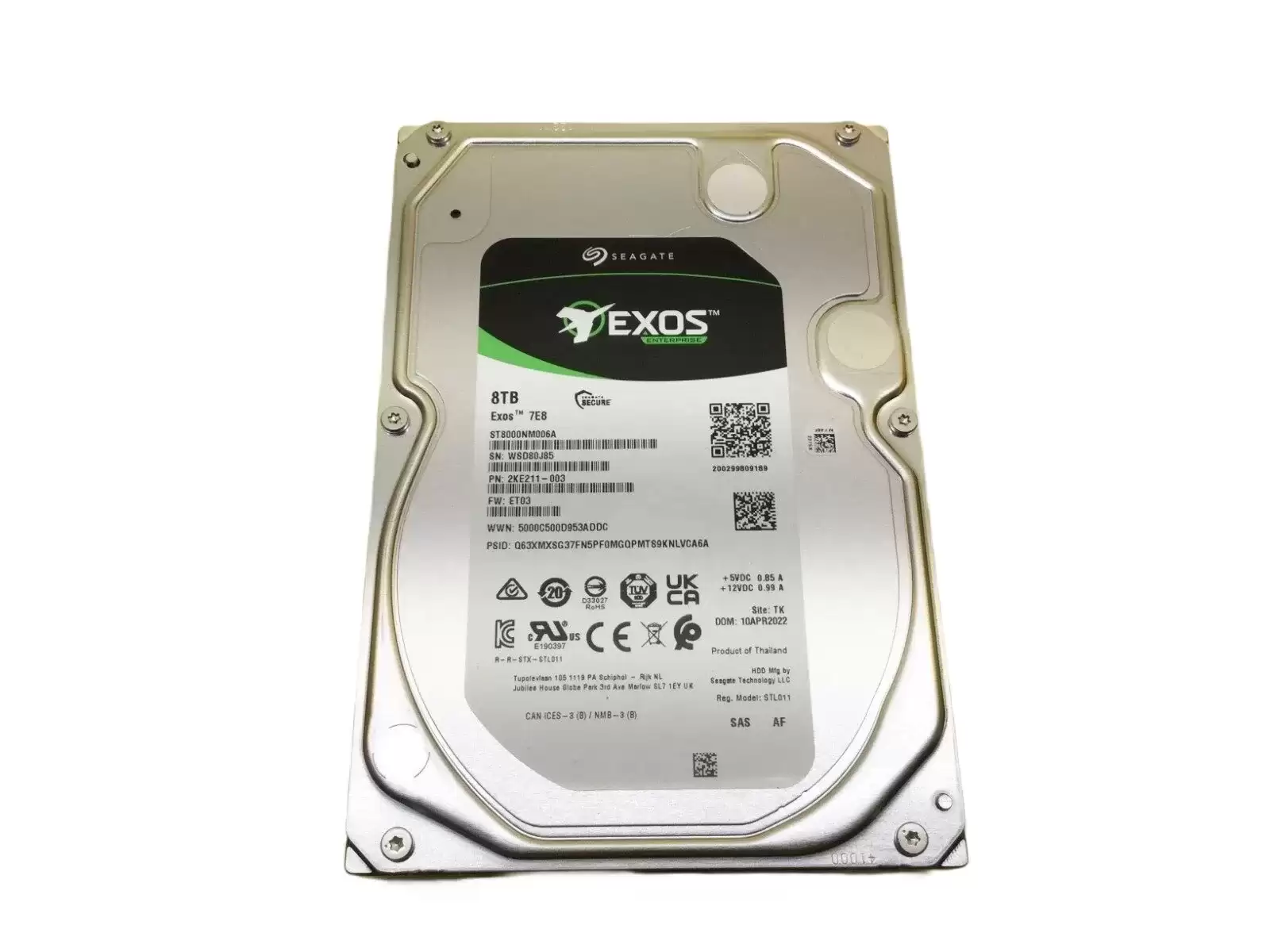 Seagate ST8000NM006A Exos 7E8 8TB SAS 12Gb/s 7200RPM 256MB Cache (512e) 3.5-inch Internal Hard Drive