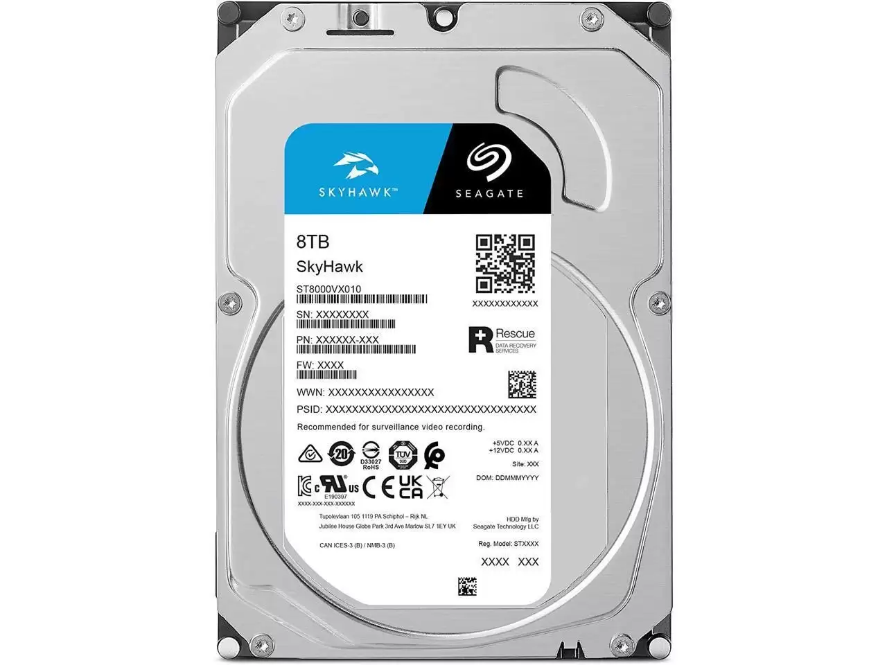 Seagate ST8000VX010 SkyHawk Surveillance 8TB SATA 6Gb/s 5400RPM 256MB Cache (512e) 3.5-inch Internal Hard Drive