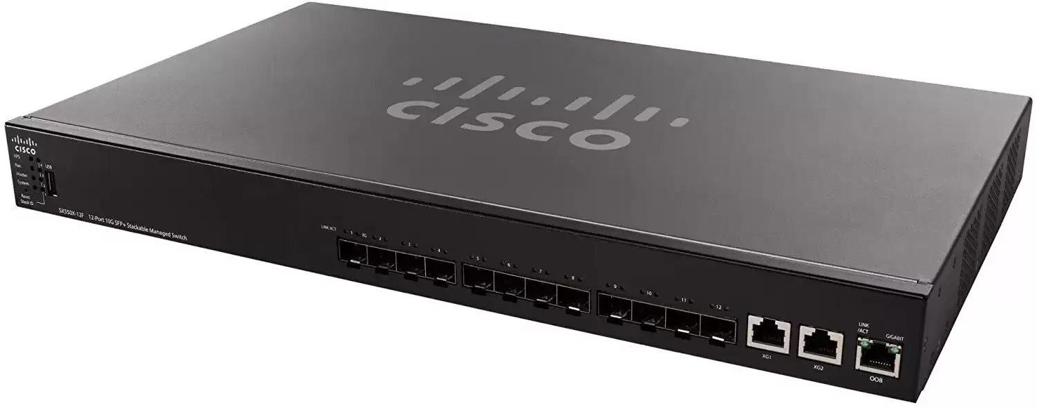 Cisco SX550X-12F-K9 550X Series 12-Ports 10GbE SFP+ Rack Mountable Layer 3 Managed Stackable Switch With 2-Ports RJ-45