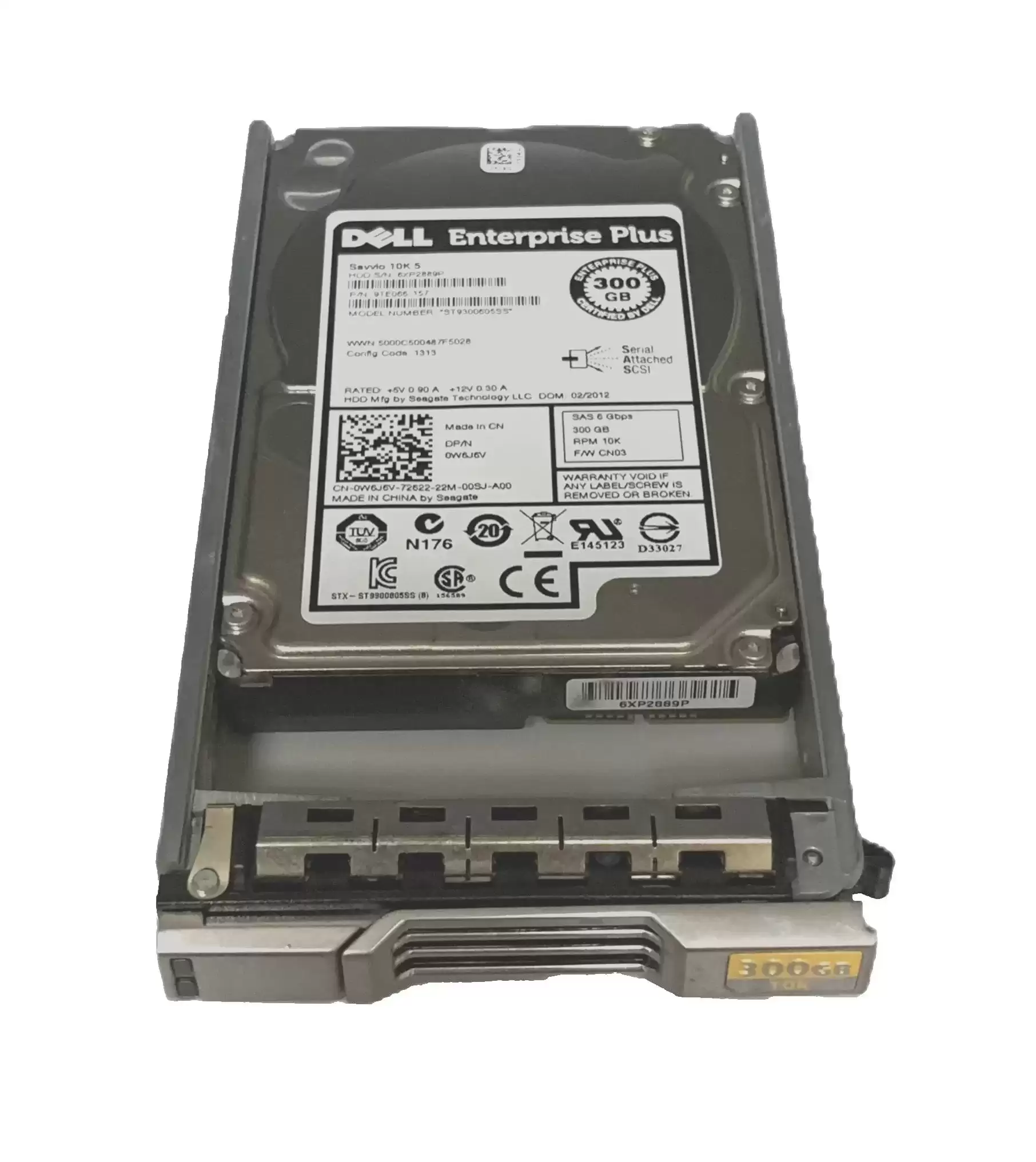Dell W6J6V 300GB SAS 6Gb/s Hot Swap 10000RPM 2.5-inch Internal Hard Drive with Tray for EqualLogic PS PS4100 and PS6210