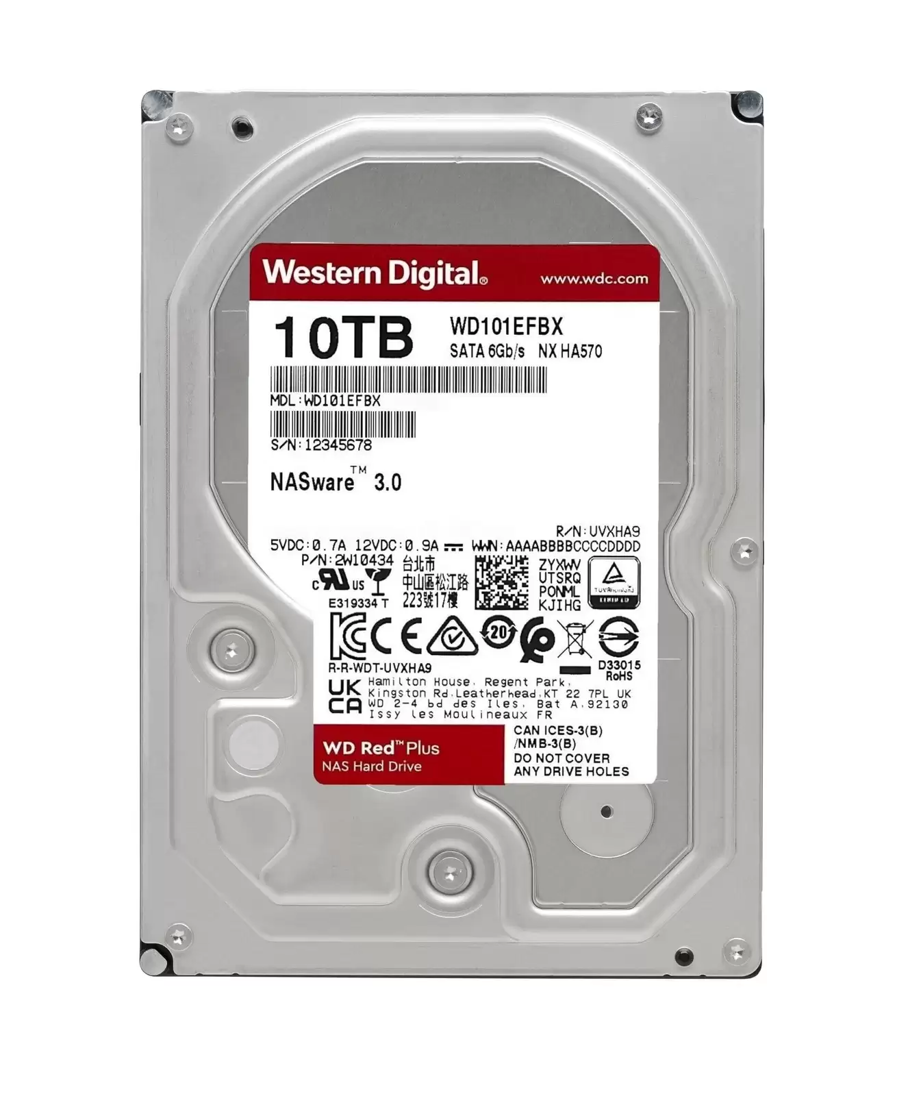 Western Digital WD101EFBX Digital Red Plus 10TB SATA 6Gb/s 7200RPM 256MB Cache 3.5-inch Internal Hard Drive