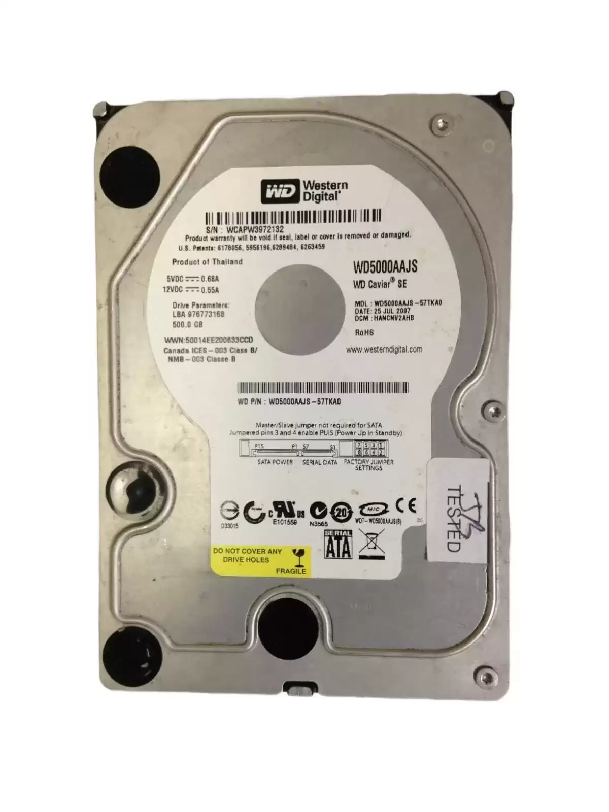 Western Digital WD5000AAJS-57TKA0 Caviar Blue 500GB SATA 3Gb/s 7200RPM 8MB Cache 3.5-inch Internal Hard Drive