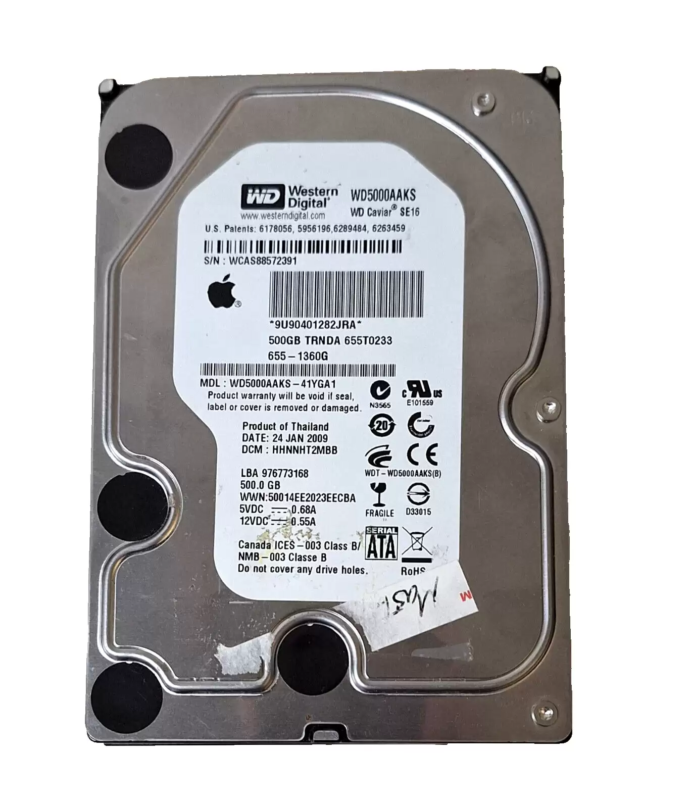 Western Digital WD5000AAKS-41YGA1 Caviar Blue 500GB SATA 3GB/s 7200RPM 16MB Cache 3.5-inch Internal Hard Drive