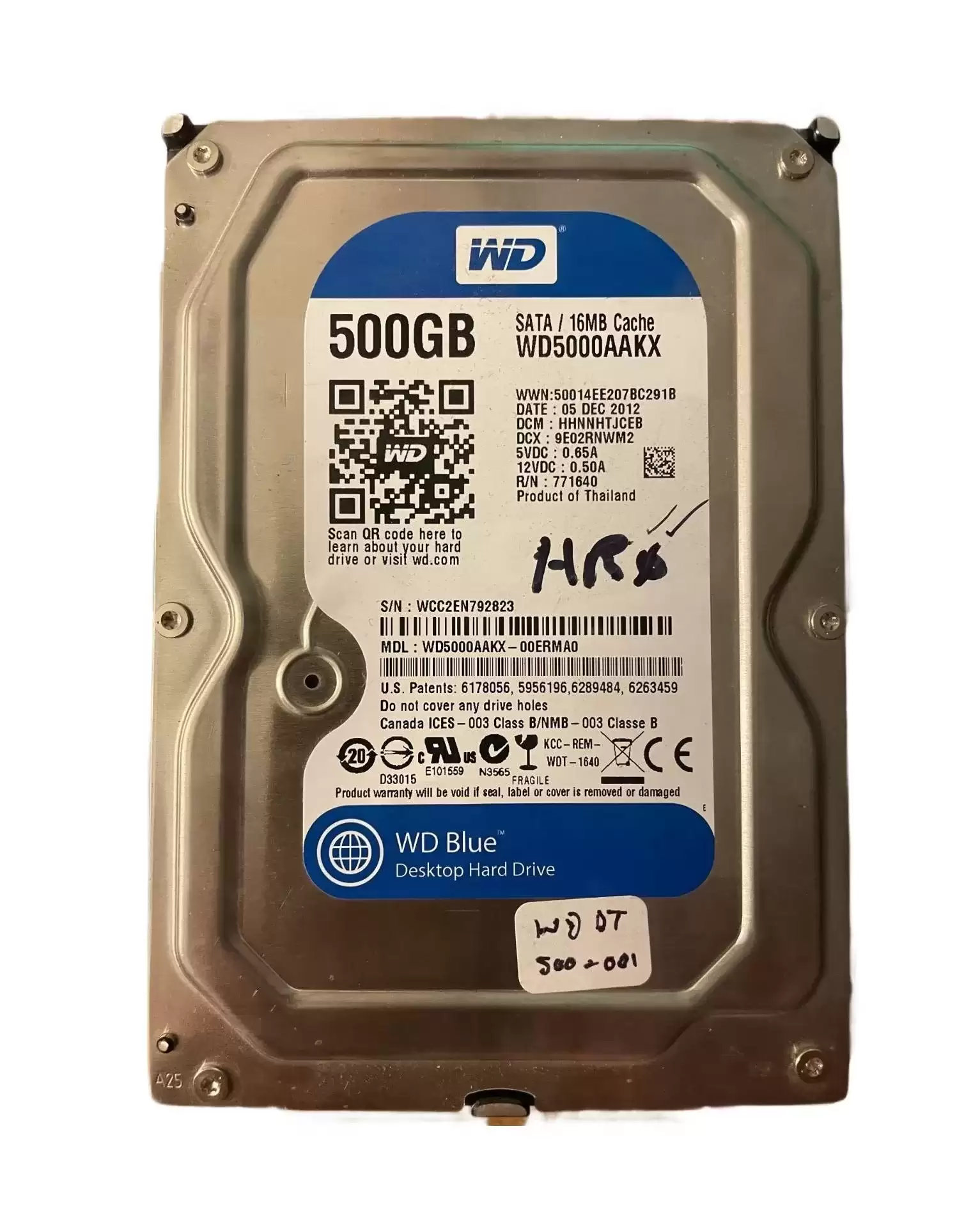Western Digital WD5000AAKX-00ERMA0 Caviar Blue 500GB SATA 6Gb/s 7200RPM 16MB Cache 3.5-inch Internal Hard Drive