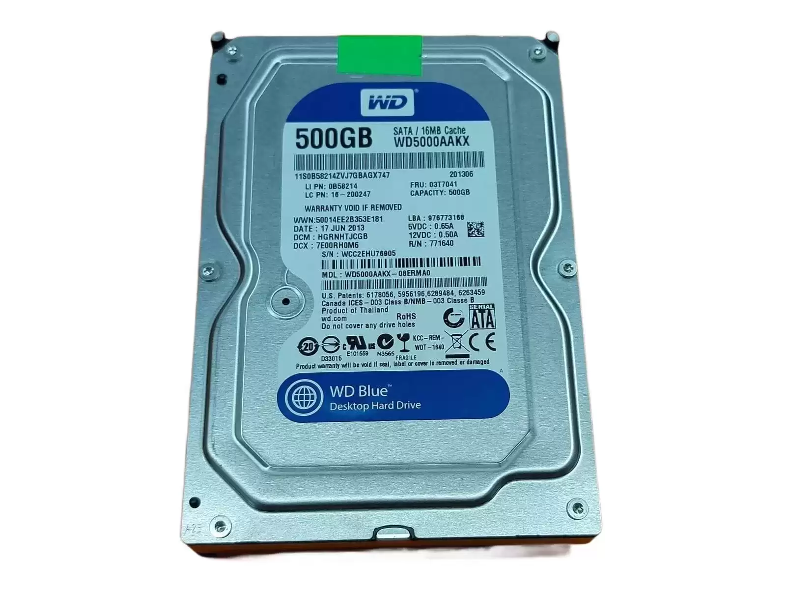 Western Digital WD5000AAKX-08ERMA0 Caviar Blue 500GB SATA 6Gb/s 7200RPM 16MB Cache 3.5-inch Internal Hard Drive