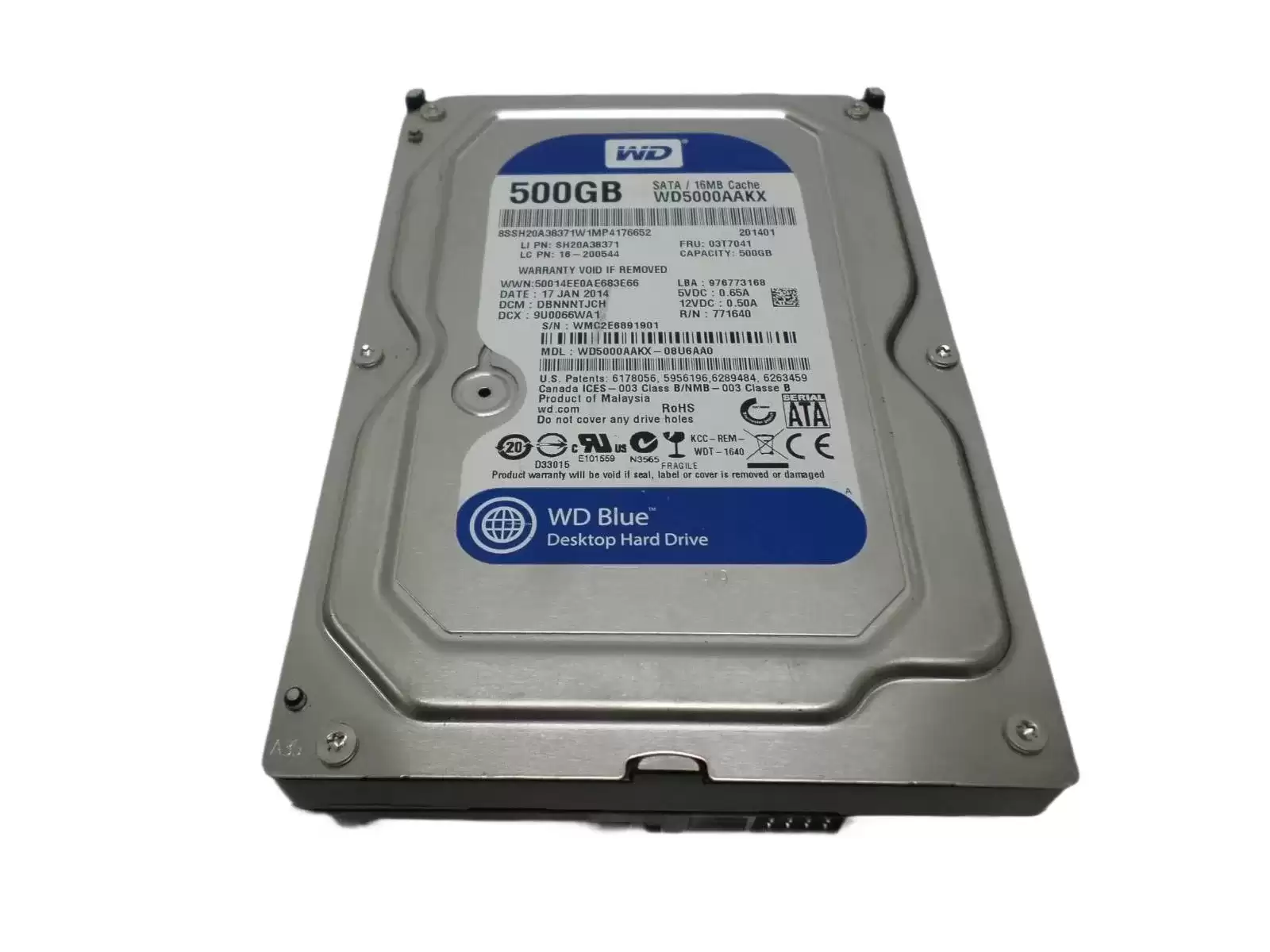 Western Digital WD5000AAKX-08U6AA0 Caviar Blue 500GB SATA 6Gb/s 7200RPM 16MB Cache 3.5-inch Internal Hard Drive
