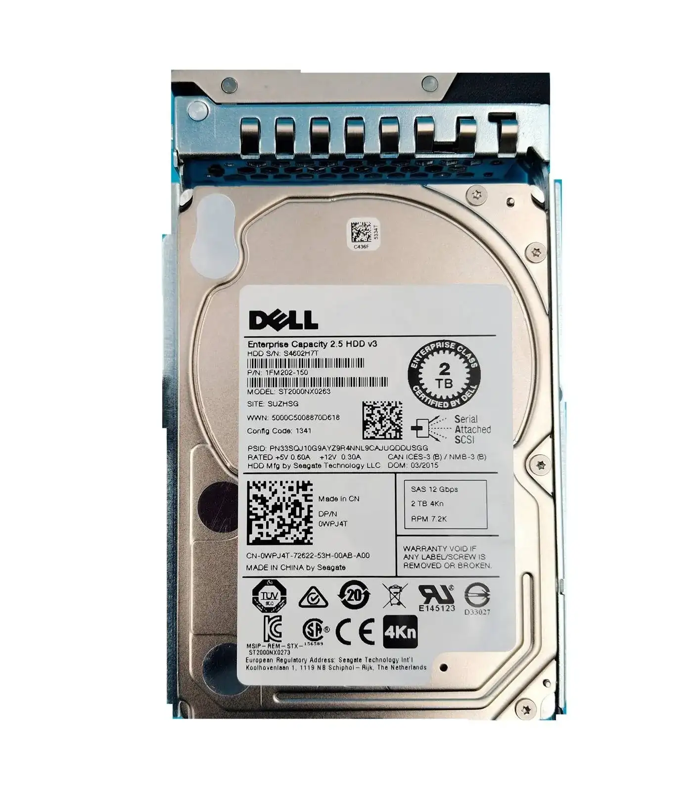 Dell WPJ4T 2TB SAS 12Gb/s 7200RPM (4Kn) 2.5inch Internal Hard Drive