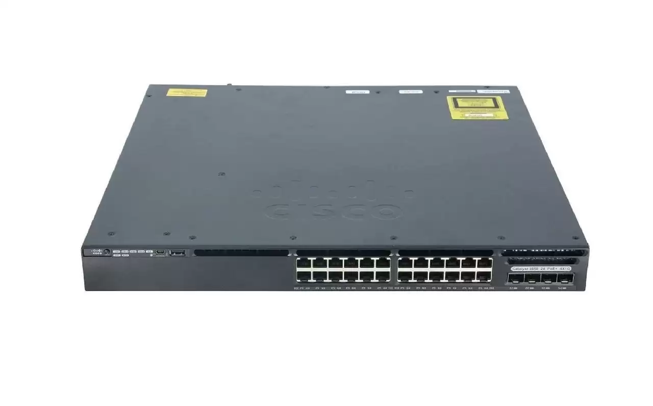 Cisco WS-C3650-24PS-L Catalyst 3650 Series 24-Ports 1GbE RJ-45 Rack Mountable Layer 3 Managed Network Switch with 4-Ports SFP