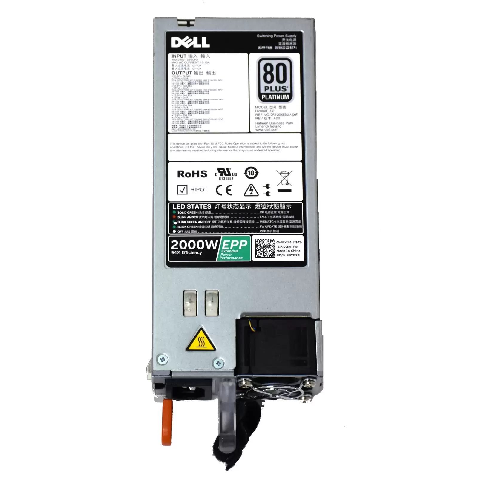 Dell 0XYK93 2000-Watts 80 Plus Platinum Hot Swap AC Power Supply for PowerEdge C4130