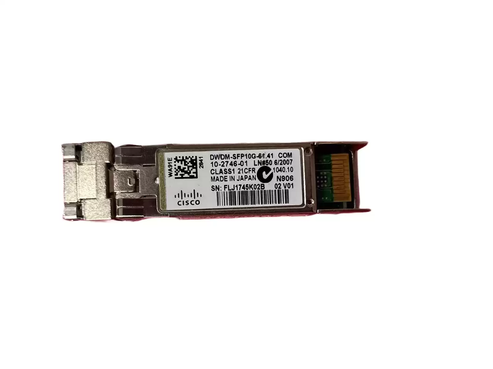 Cisco DWDM-SFP10G-61.41 10GBASE-DWDM Single-Mode Fiber 80km 1561.41nm Duplex LC Connector SFP+ Transceiver Module