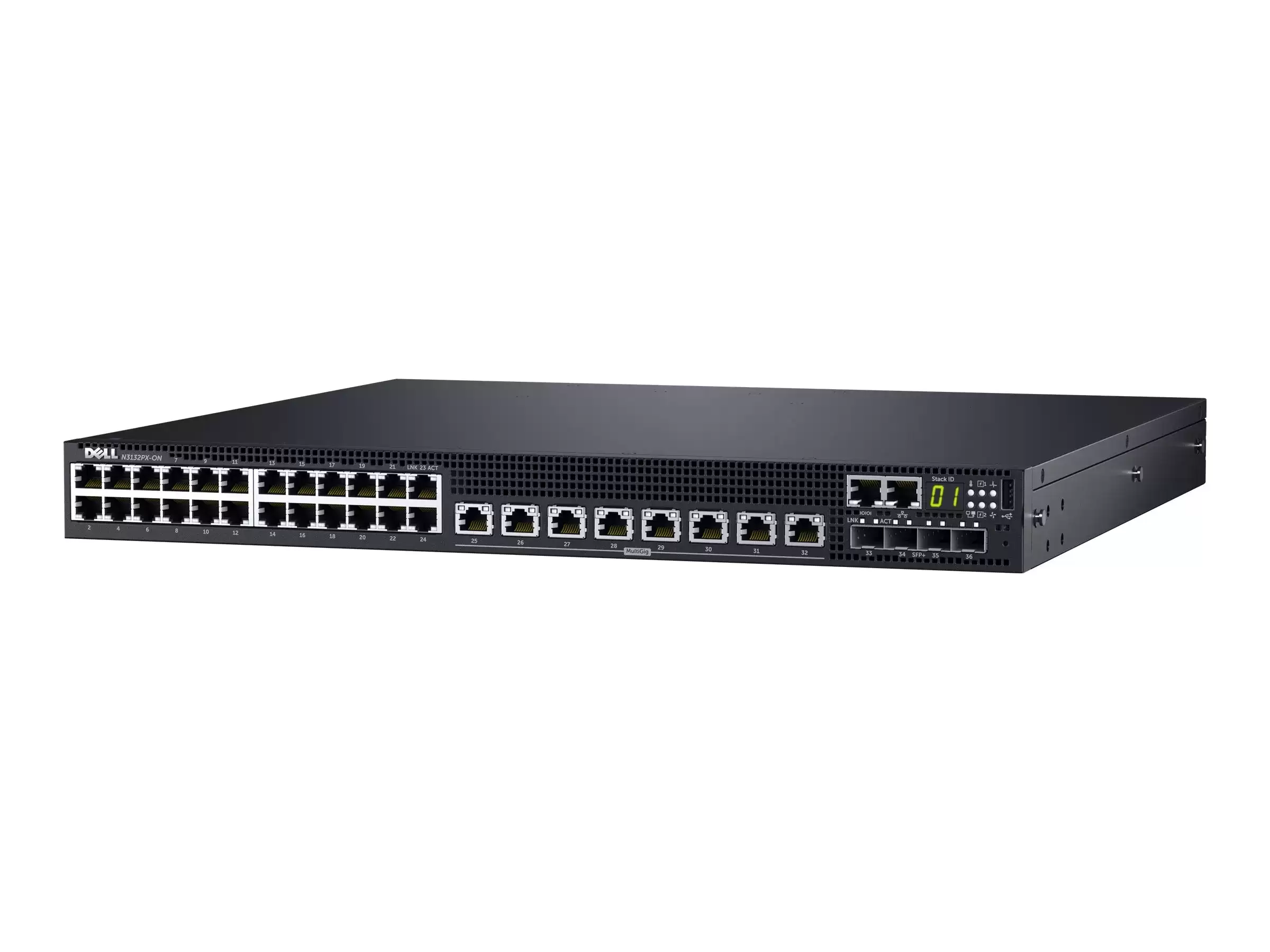 Dell N3132PX-ON N3000 Series 32-Ports 1/2.5/5GbE PoE+ Rack Mountable Layer 3 Managed Network Switch with 4-Ports SFP+