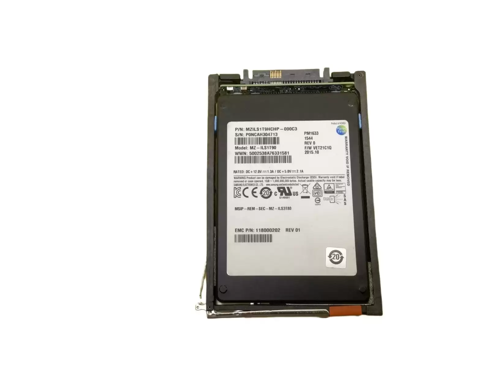 EMC 005051747 1.92TB SAS 12Gb/s 3D NAND TLC 2.5-inch Solid State Drive with Tray for T VMAX 520