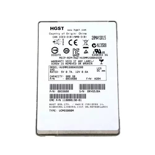 HGST 0B33600 Ultrastar SSD1600MM 800GB SAS 12Gb/s 2D NAND MLC (SED) 2.5Inch Solid State Drive
