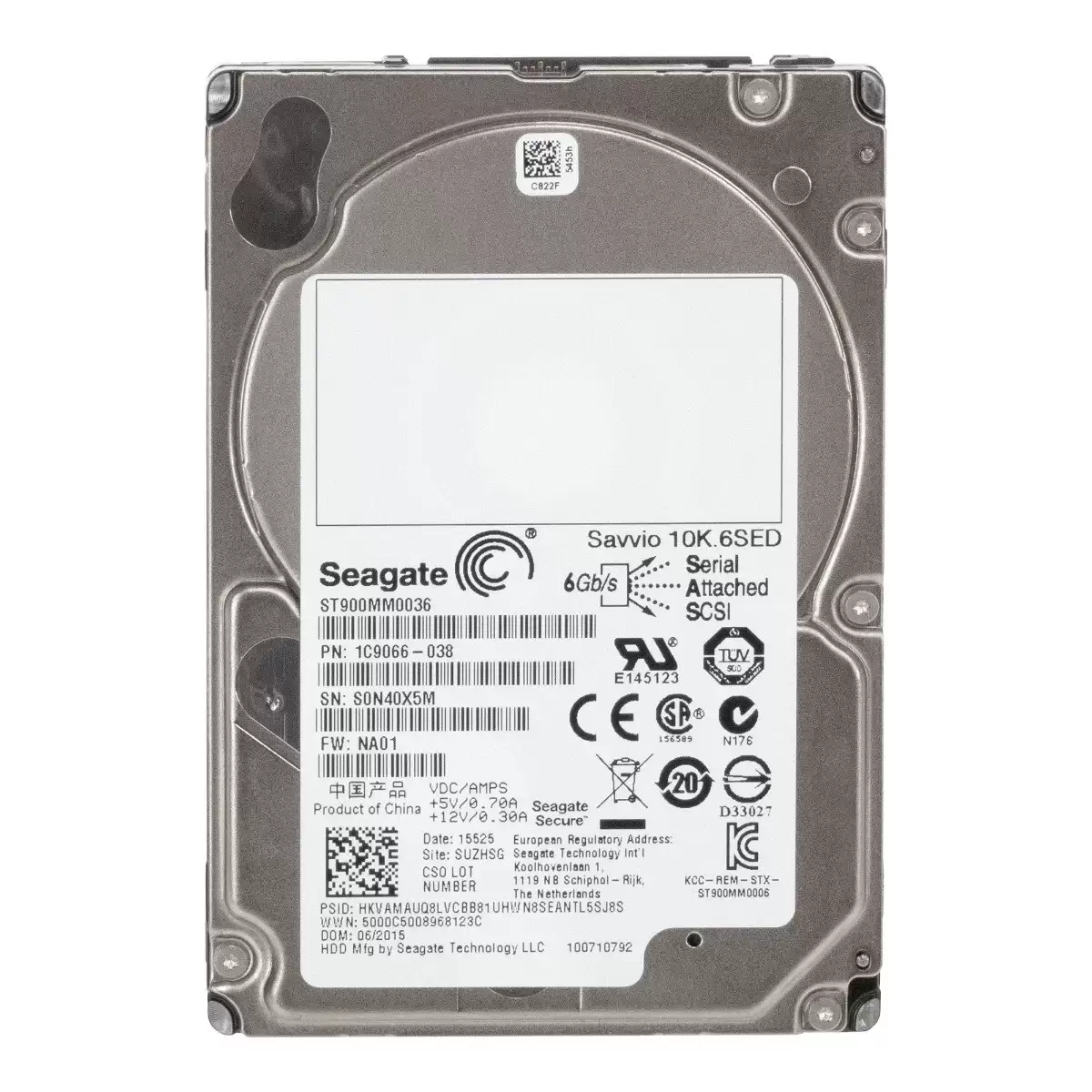 Seagate ST900MM0036 Savvio 10K.6 900GB SAS 6Gb/s (SED / FIPS 140-2) 2.5Inch Internal Hard Drive