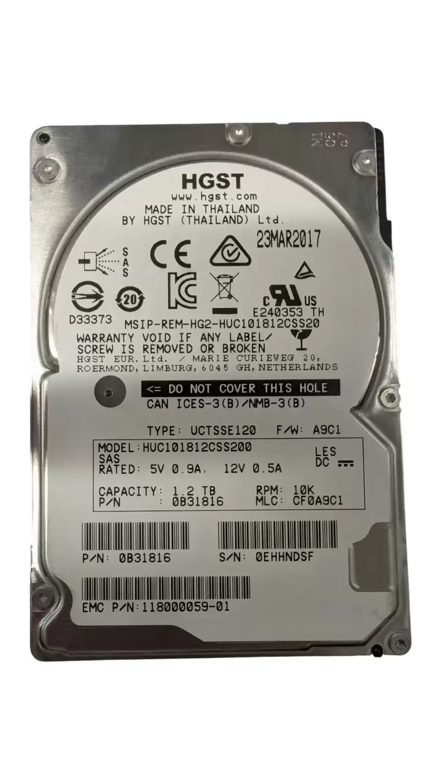 HGST HUC101812CSS200 Ultrastar C10K1800 1.2TB SAS 12Gb/s (ISE) 2.5inch Internal Hard Drive