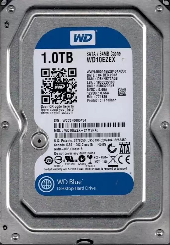 Western Digital WD10EZEX-21M2NA0 Caviar Blue 1TB SATA 6Gb/s 7200RPM 64MB Cache 3.5-inch Internal Hard Drive